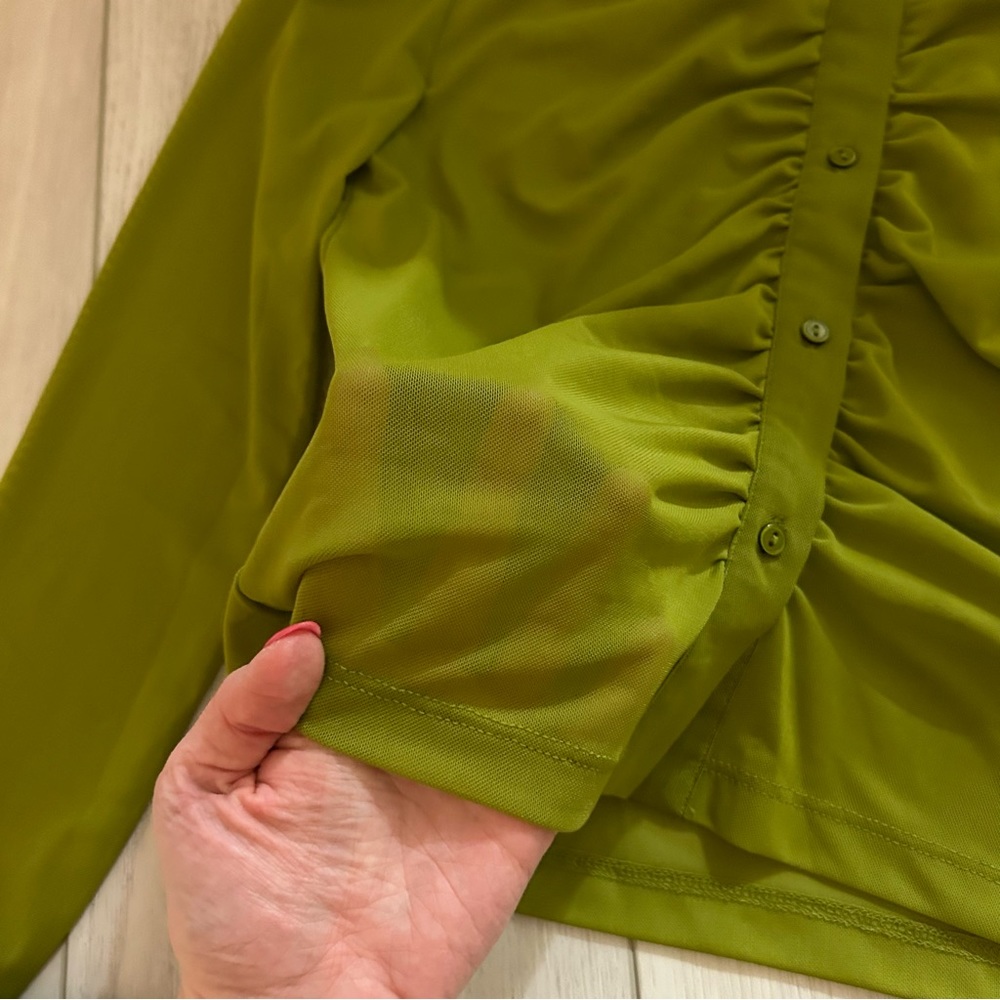Topshop Mesh Button Down - Picture 2 of 9